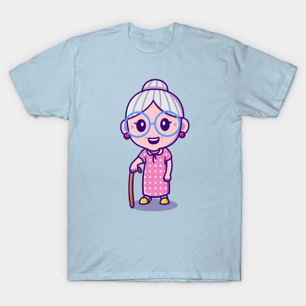 Cute Grandma Carrying Stick T-Shirt by Catalyst Labs